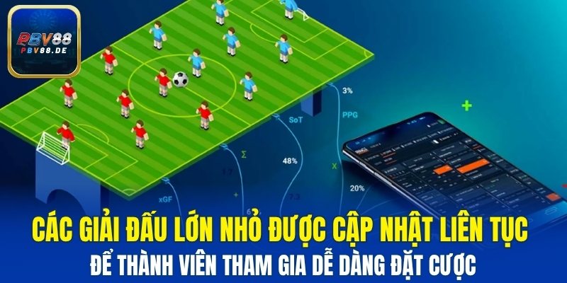 Các giải đấu lớn nhỏ được cập nhật liên tục 